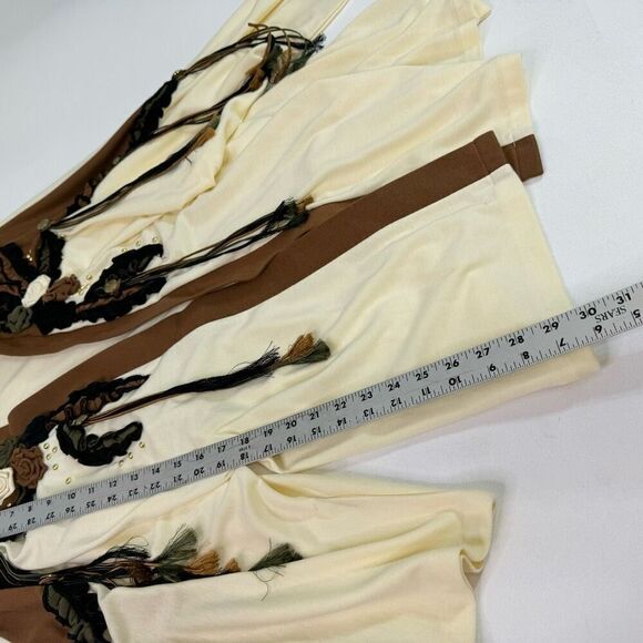Pat & Janet Cardigan Womens Medium Cream Boho Floral Tassels Embroidered New - Picture 8 of 9